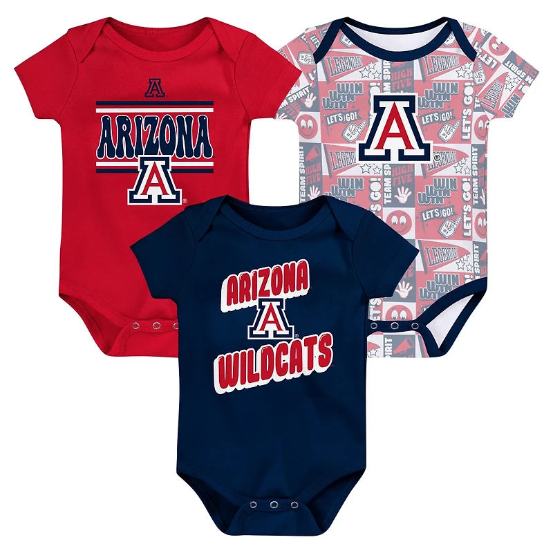 Newborn Arizona Wildcats Sunday Comics 3-Pack Bodysuit Set