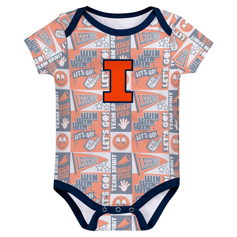 Newborn Illinois Fighting Illini Sunday Comics 3-Pack Bodysuit Set