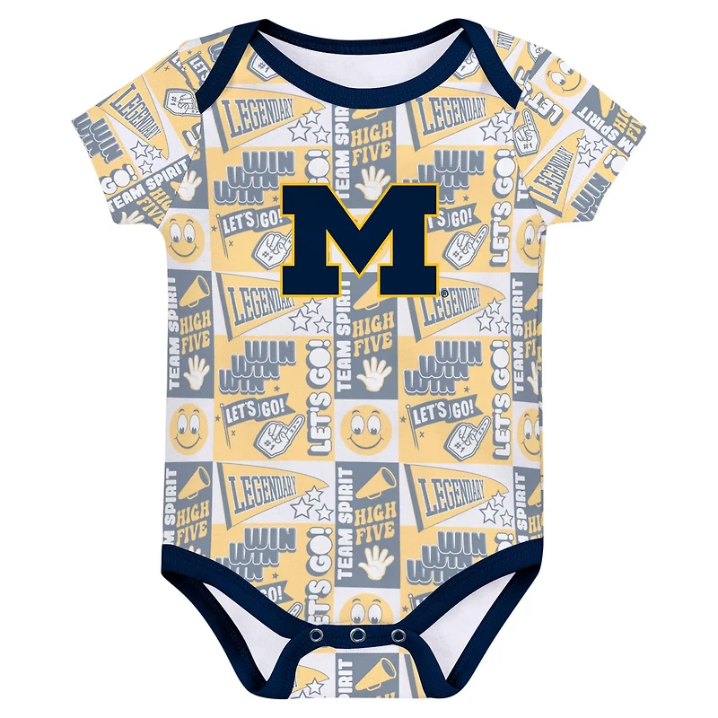 Newborn Michigan Wolverines Sunday Comics 3-Pack Bodysuit Set