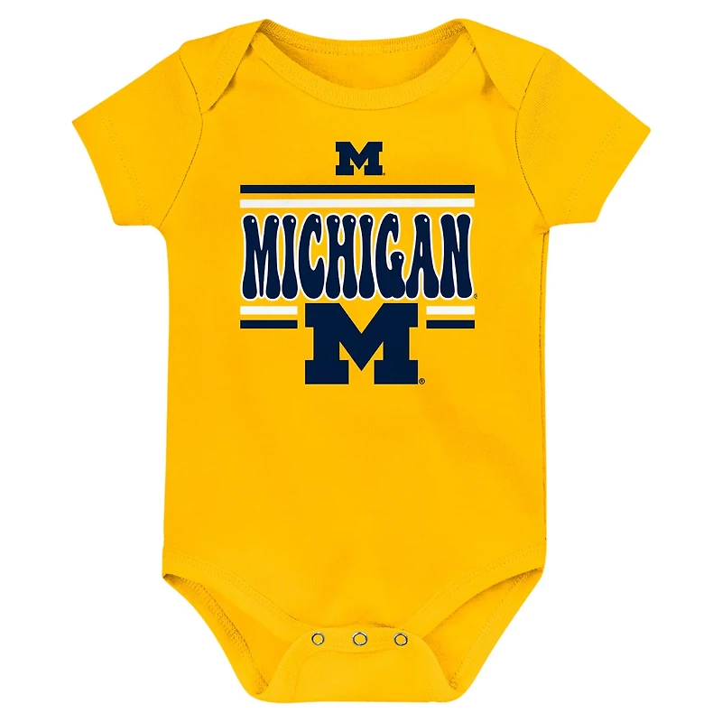 Newborn Michigan Wolverines Sunday Comics 3-Pack Bodysuit Set