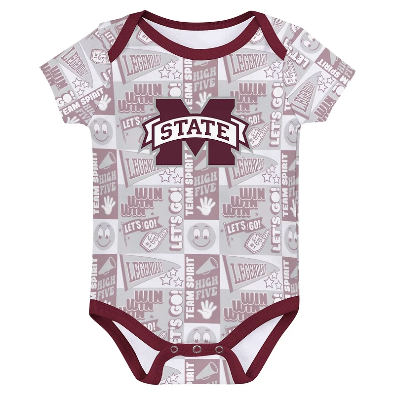 Newborn Mississippi State Bulldogs Sunday Comics 3-Pack Bodysuit Set