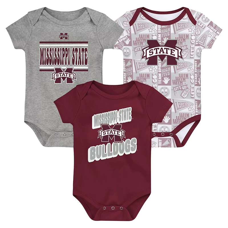 Newborn Mississippi State Bulldogs Sunday Comics 3-Pack Bodysuit Set