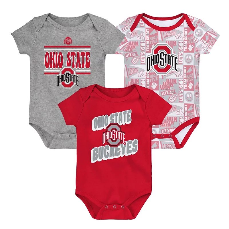 Newborn Ohio State Buckeyes Sunday Comics 3-Pack Bodysuit Set