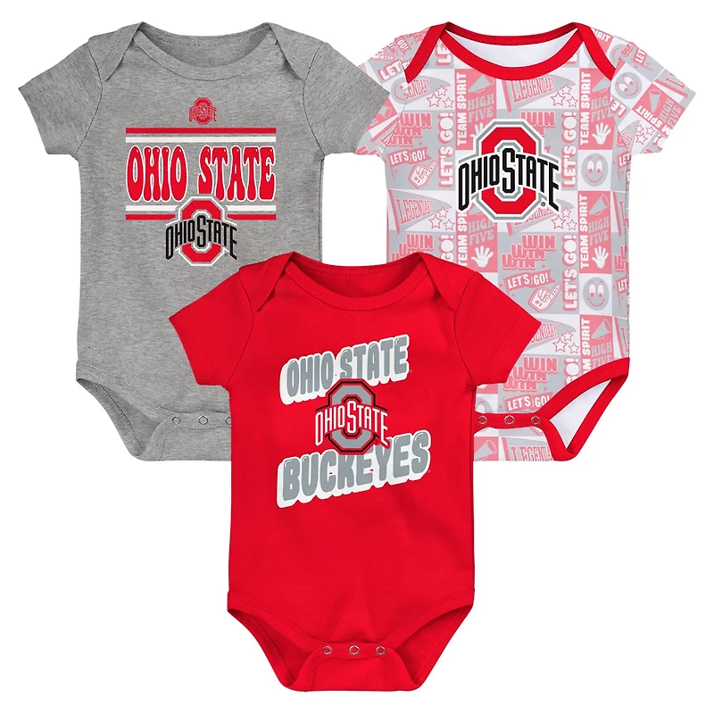 Ohio State Buckeyes Sunday Comics 3-Pack Bodysuit Set
