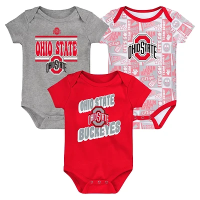 Ohio State Buckeyes Sunday Comics 3-Pack Bodysuit Set