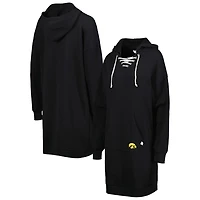 Touch Iowa Hawkeyes Quick Pass Lace-Up V-Neck Hoodie Dress