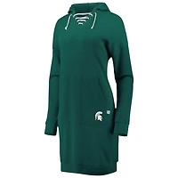 Touch Michigan State Spartans Quick Pass Lace-Up V-Neck Hoodie Dress