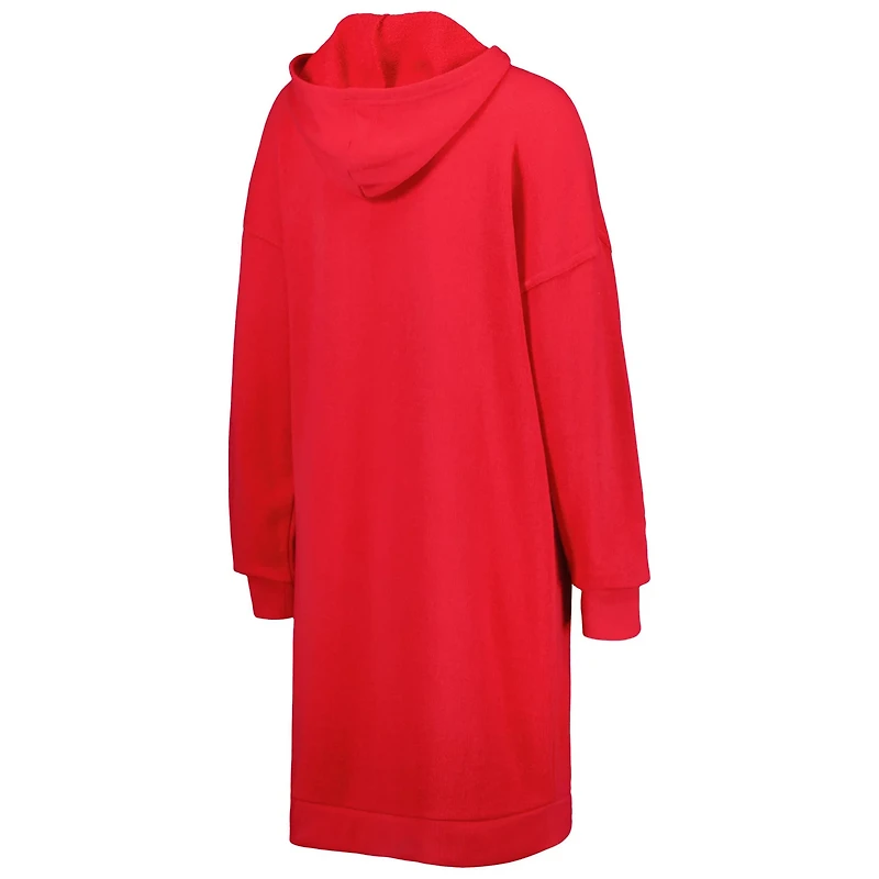 Touch Scarlet Nebraska Huskers Quick Pass Lace-Up V-Neck Hoodie Dress