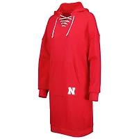 Touch Scarlet Nebraska Huskers Quick Pass Lace-Up V-Neck Hoodie Dress