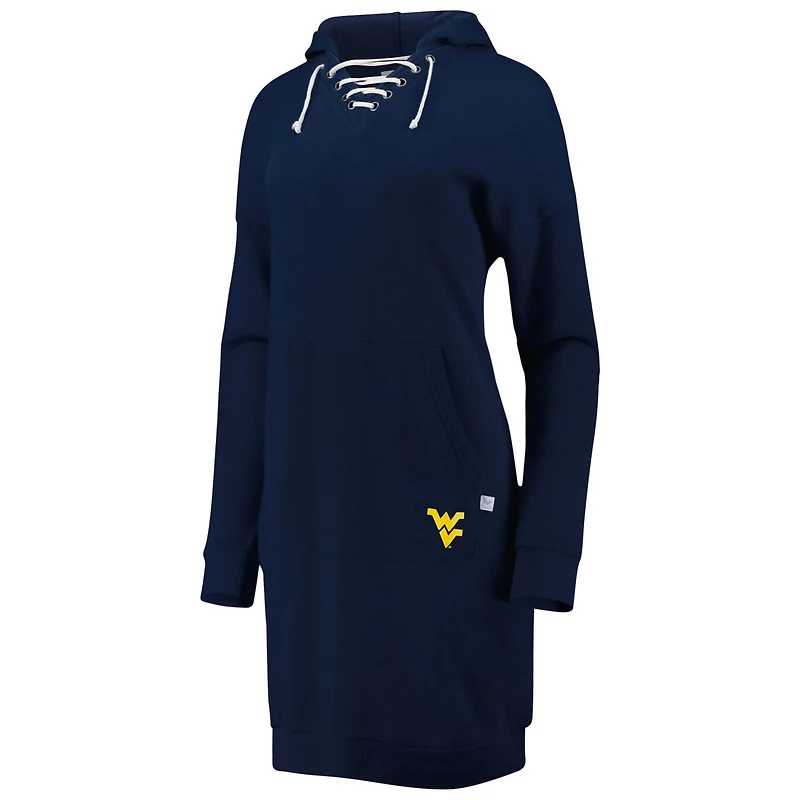 Touch West Virginia Mountaineers Quick Pass Lace-Up V-Neck Hoodie Dress