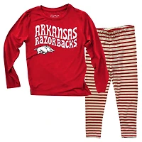Wes  Willy Arkansas Razorbacks Long Sleeve Top and Striped Leggings Set