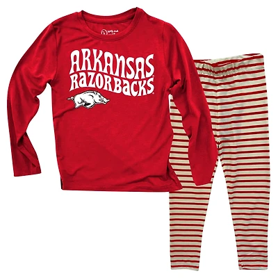 Wes  Willy Arkansas Razorbacks Long Sleeve Top and Striped Leggings Set