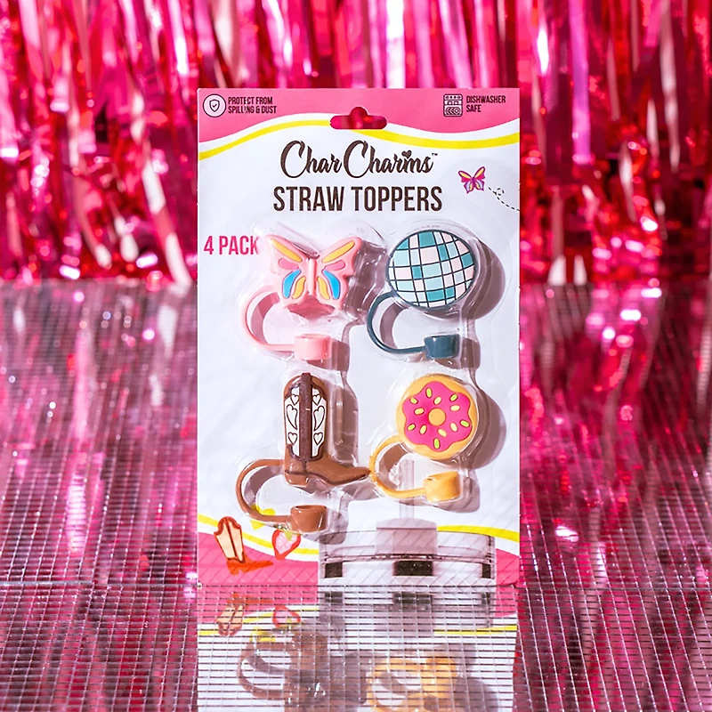 CharCharms All Over Sketch 1 Straw Toppers 4-Pack