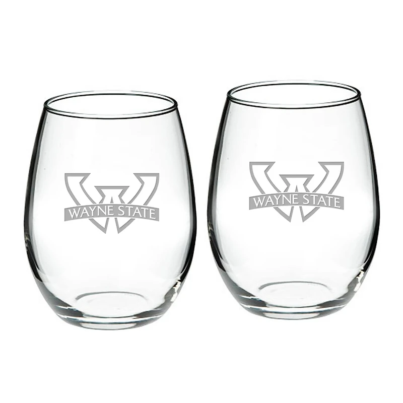 Wayne State Warriors 21oz 2-Piece Stemless Wine Glass Set