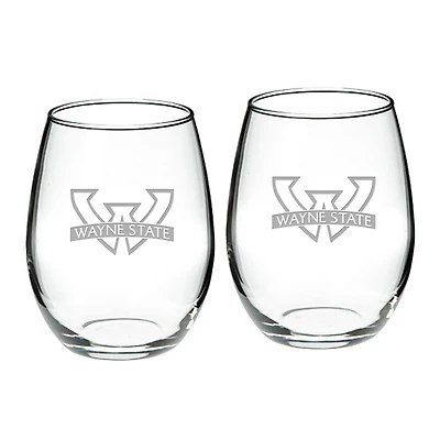 Wayne State Warriors 21oz 2-Piece Stemless Wine Glass Set