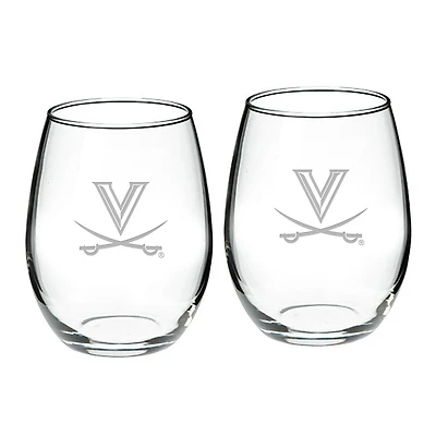 Virginia Cavaliers 2-Piece 21oz Stemless Wine Glass Set
