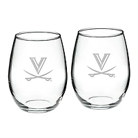 Virginia Cavaliers 2-Piece 21oz Stemless Wine Glass Set
