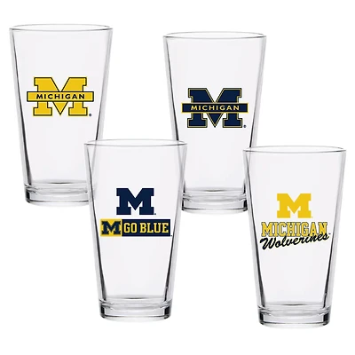 Michigan Wolverines 16oz Collector Pint Glass Four-Set