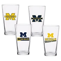 Michigan Wolverines 16oz Collector Pint Glass Four-Set