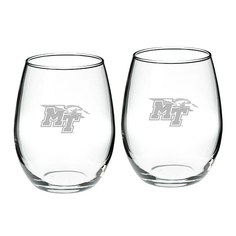 MTSU Raiders 2-Piece 21oz Stemless Wine Glass Set