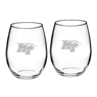 MTSU Raiders 2-Piece 21oz Stemless Wine Glass Set