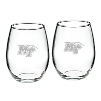 MTSU Raiders 2-Piece 21oz Stemless Wine Glass Set