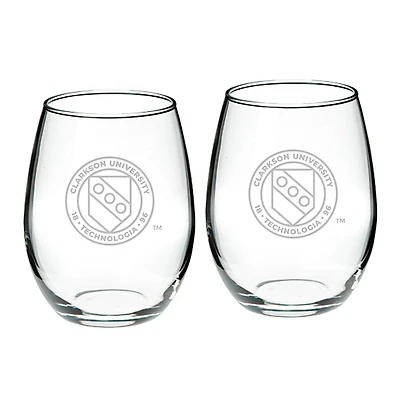 Clarkson Golden Knights 21oz 2-Piece Stemless Wine Glass Set