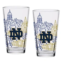 Notre Dame Fighting Irish Two-Pack 16oz Campus Line Art Pint Glass Set