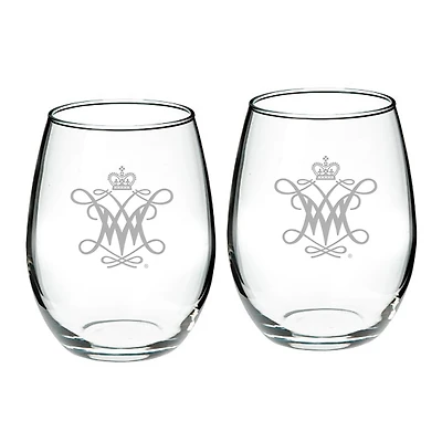 William  Mary Tribe 21oz 2-Piece Stemless Wine Glass Set