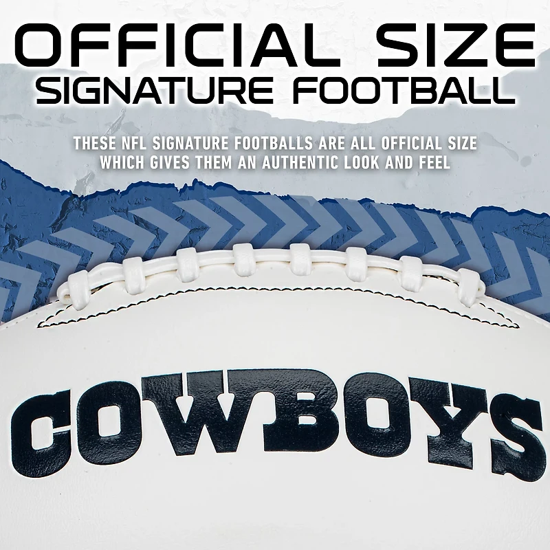 Franklin Sports NFL Dallas Cowboys Autograph Football - Official Size White Panel Souvenir Football for Autographs