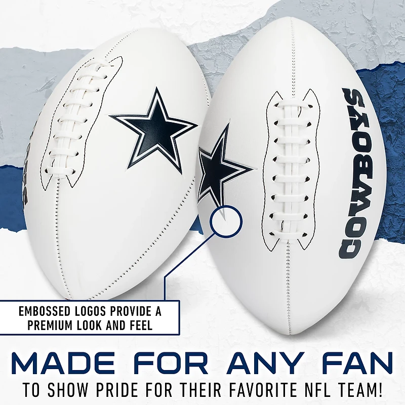 Franklin Sports NFL Dallas Cowboys Autograph Football - Official Size White Panel Souvenir Football for Autographs