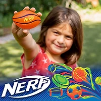 NERF Mini Stress Foam Sport Ball Set - Kids Mini Sports Ball Set - Includes Foam Micro Football, Soccer Ball + Basketball -