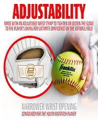 Franklin Sports Fastpitch Softball Glove - Field Master Fastpitch + Softball Mitt - Right Hand Throw - 10.5" - White + Grey