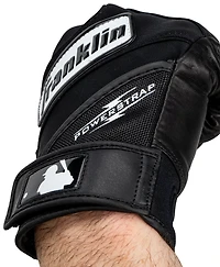 Franklin Sports MLB Powerstrap Batting Gloves - Black Hi-lite Adult Small