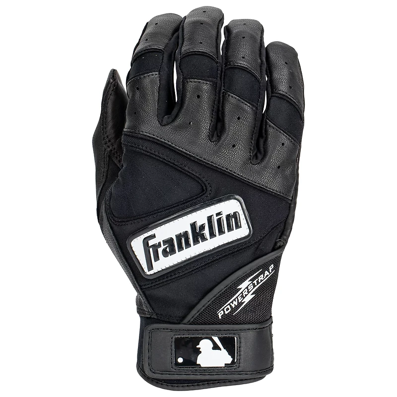 Franklin Sports MLB Powerstrap Batting Gloves - Black Hi-lite Adult Small