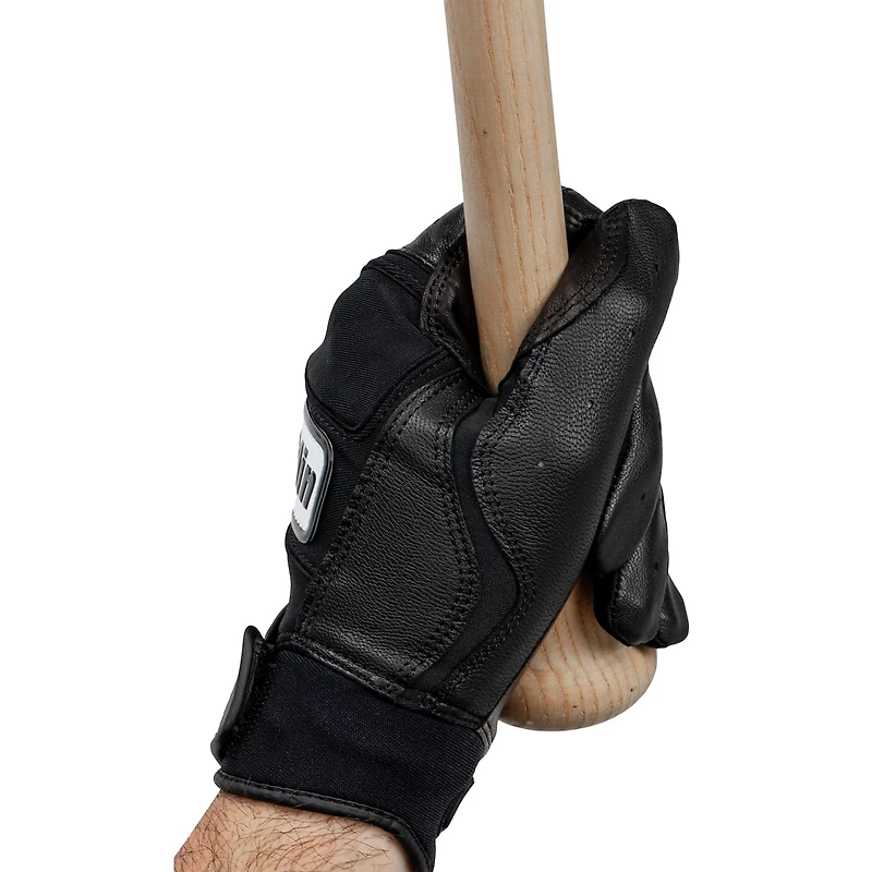 Franklin Sports MLB Powerstrap Batting Gloves - Black Hi-lite Adult Small
