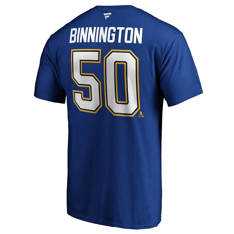 Fanatics Jordan Binnington St Louis s Team Authentic Stack Name  Number T-Shirt