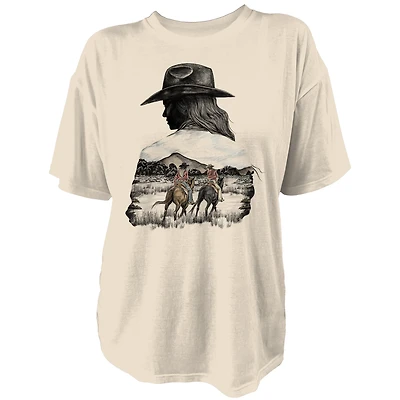 Live Outside the Limits Women's Cowgirl Pencil Oversized Graphic T-shirt