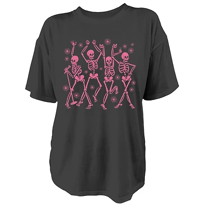 Live Outside the Limits Women's Dancing Skeletons Oversized Graphic T-shirt