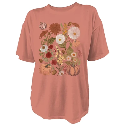Live Outside the Limits Women's Fall Flowers Oversized Graphic T-shirt