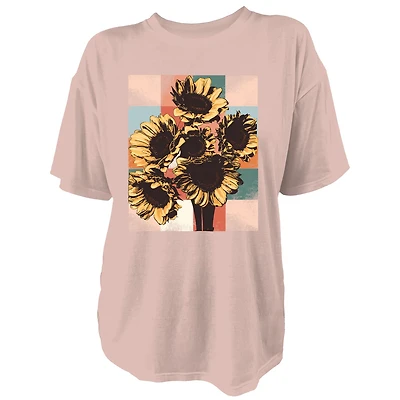 Live Outside the Limits Women's Sunflowers Oversized Graphic T-shirt