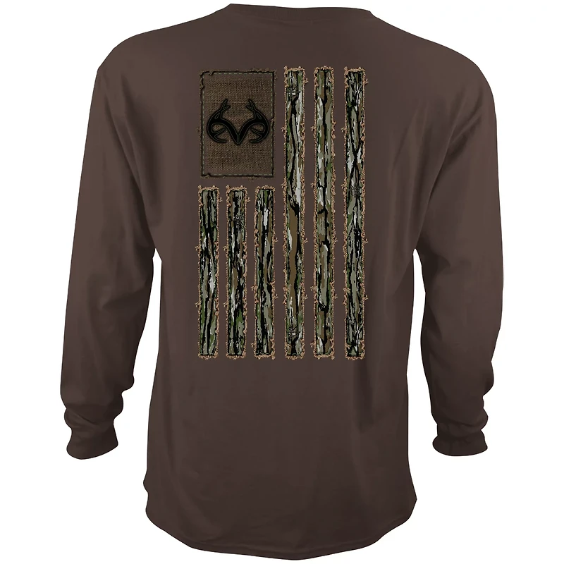 Realtree Men's Original Vertical Flag Long Sleeve Graphic T-shirt