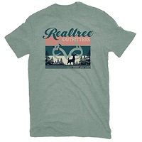 Realtree Women's Script Retro Stripe Deer Short Sleeve T-shirt