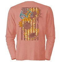 Realtree Women's Sunflower Flag Long Sleeve Graphic T-shirt