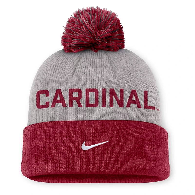 Nike Cardinal Stanford Cardinal Primetime Peak Cuffed Knit Hat with Pom