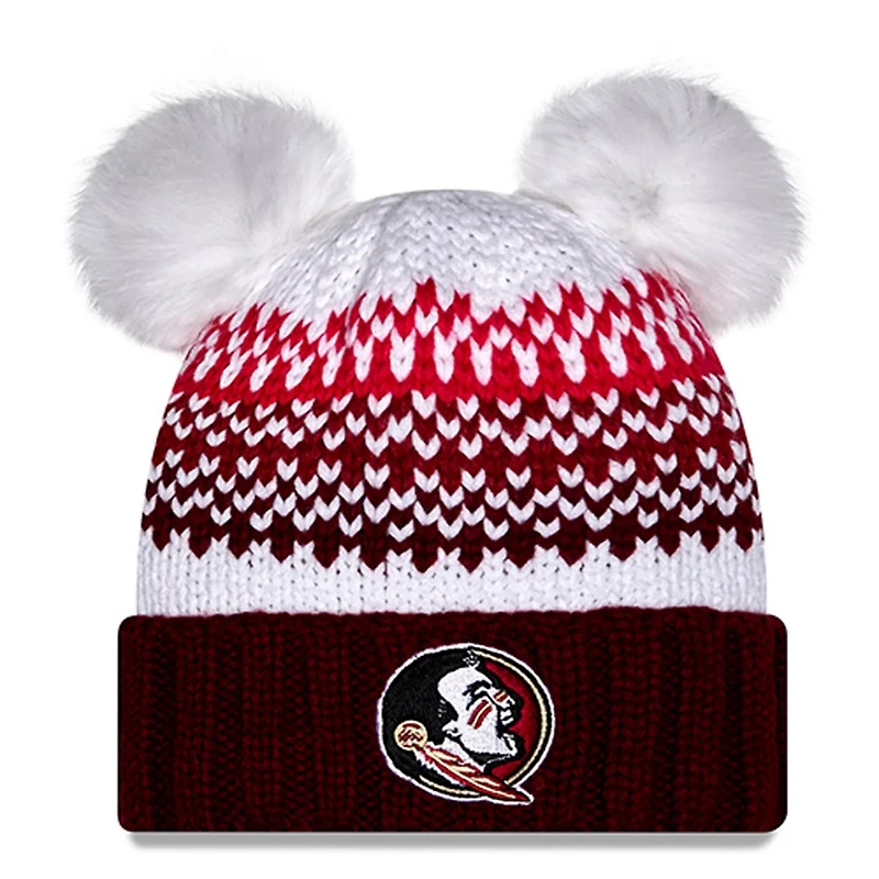 New Era Florida State Seminoles Double Pom Print Cuffed Knit Hat