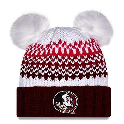 New Era Florida State Seminoles Double Pom  Print Cuffed Knit Hat