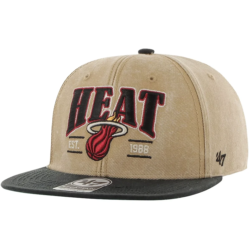 '47 /Black Miami Heat Chilmark Captain Snapback Hat