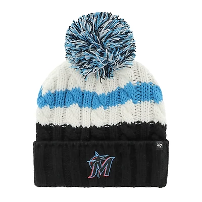 '47 /Black Miami Marlins Ashfield Cuffed Knit Hat with Pom