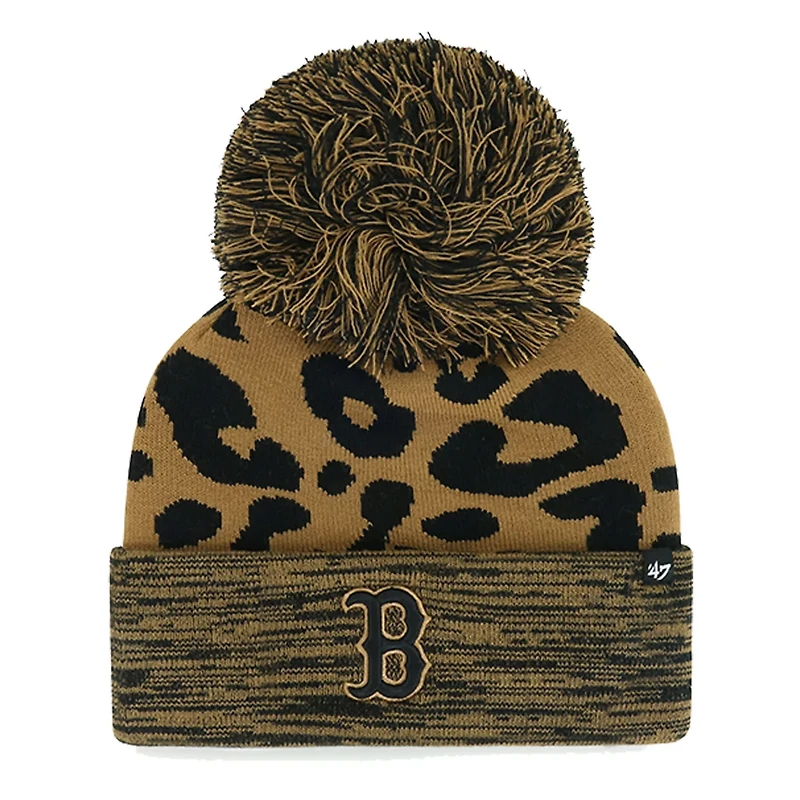 '47 Boston Sox Leopard Rosette Cuffed Knit Hat with Pom